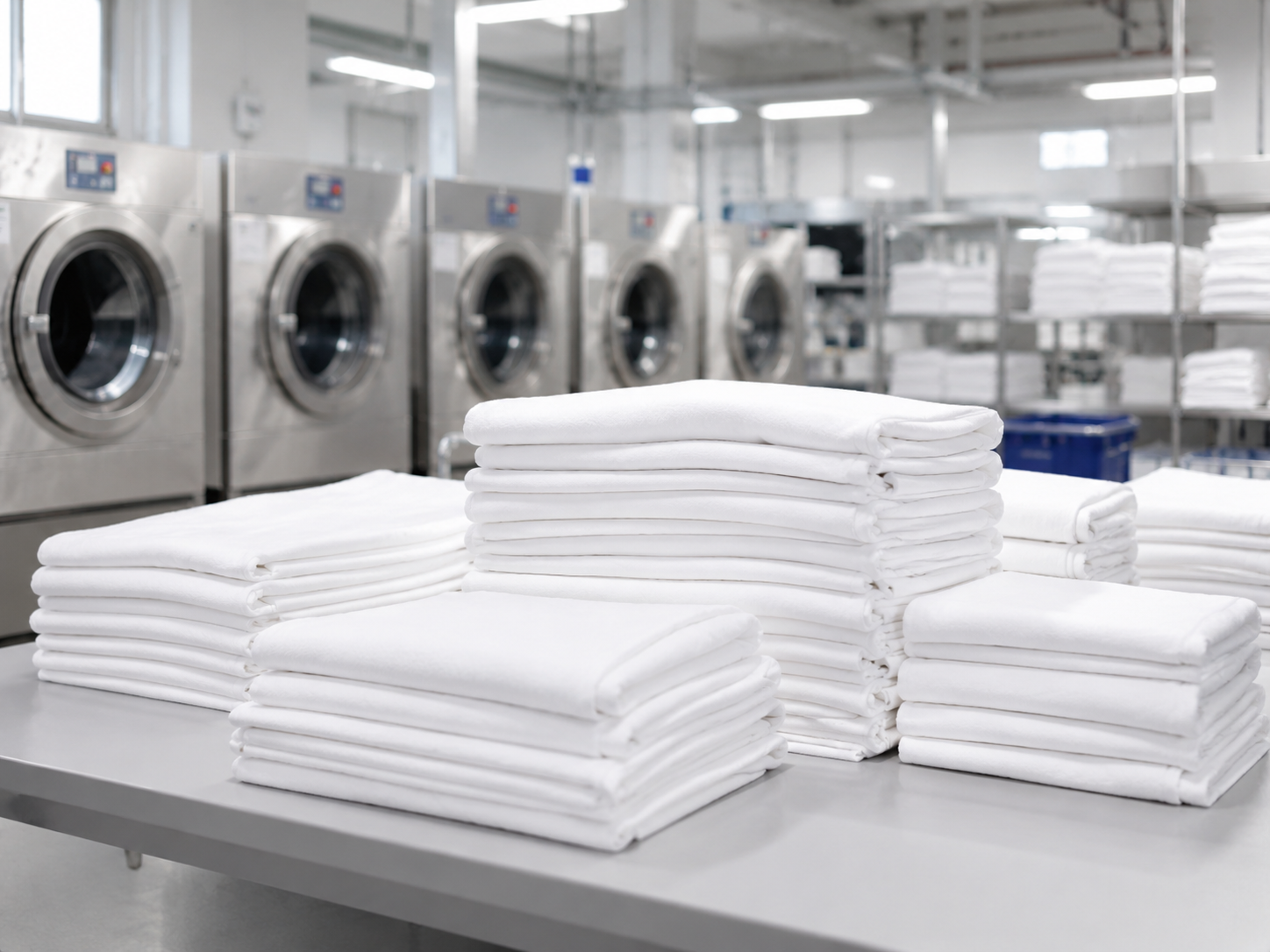 Commercial laundry linen stacks